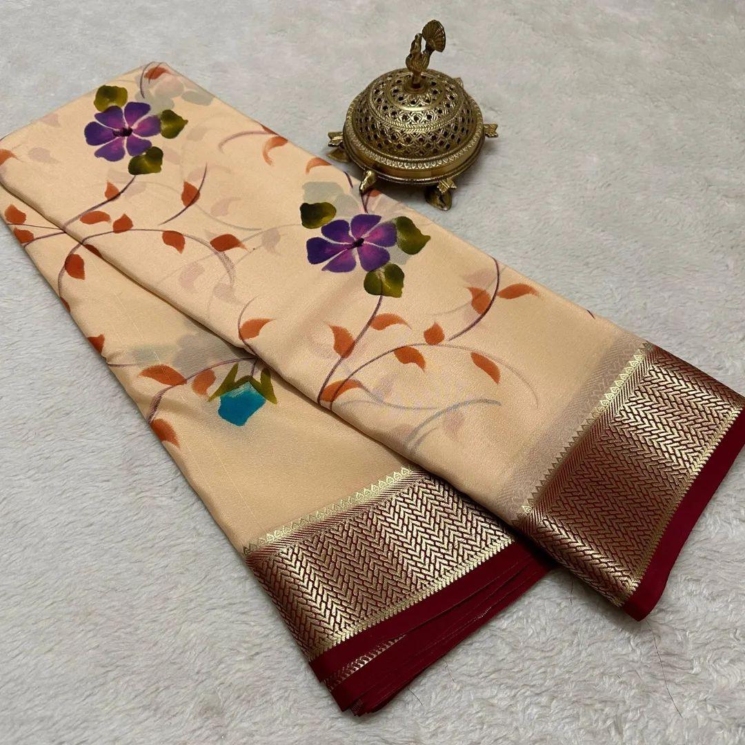 Mysore Printed Crepe Silk Sarees for Elegant Outfits