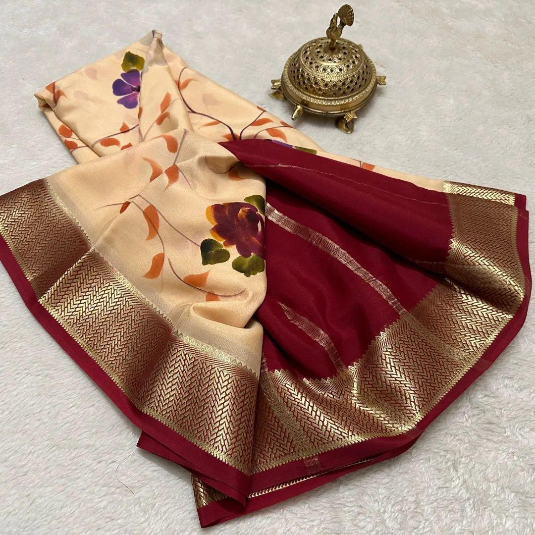 Mysore Printed Crepe Silk Sarees for Elegant Outfits