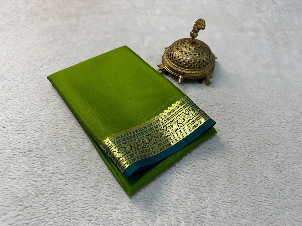 Sophisticated Splendor: Mysore Silk Saree with Exquisite Zari Borders