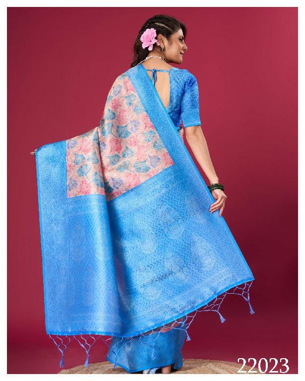 Art Meets Elegance: Digital Prints on Soft Silk in Blue