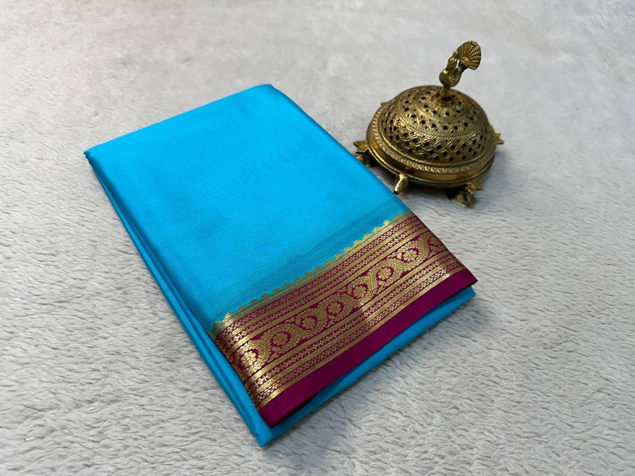 Pure Elegance: Mysore Silk Sarees with Rich Contrast Borders