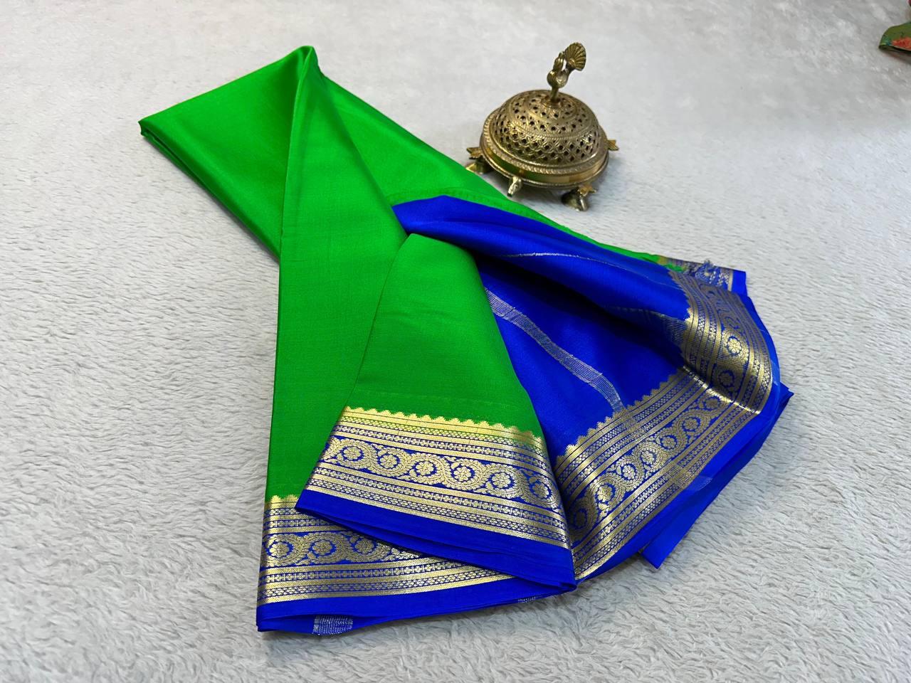 Drape Royalty: Mysore Silk Saree in Timeless Zari Accents