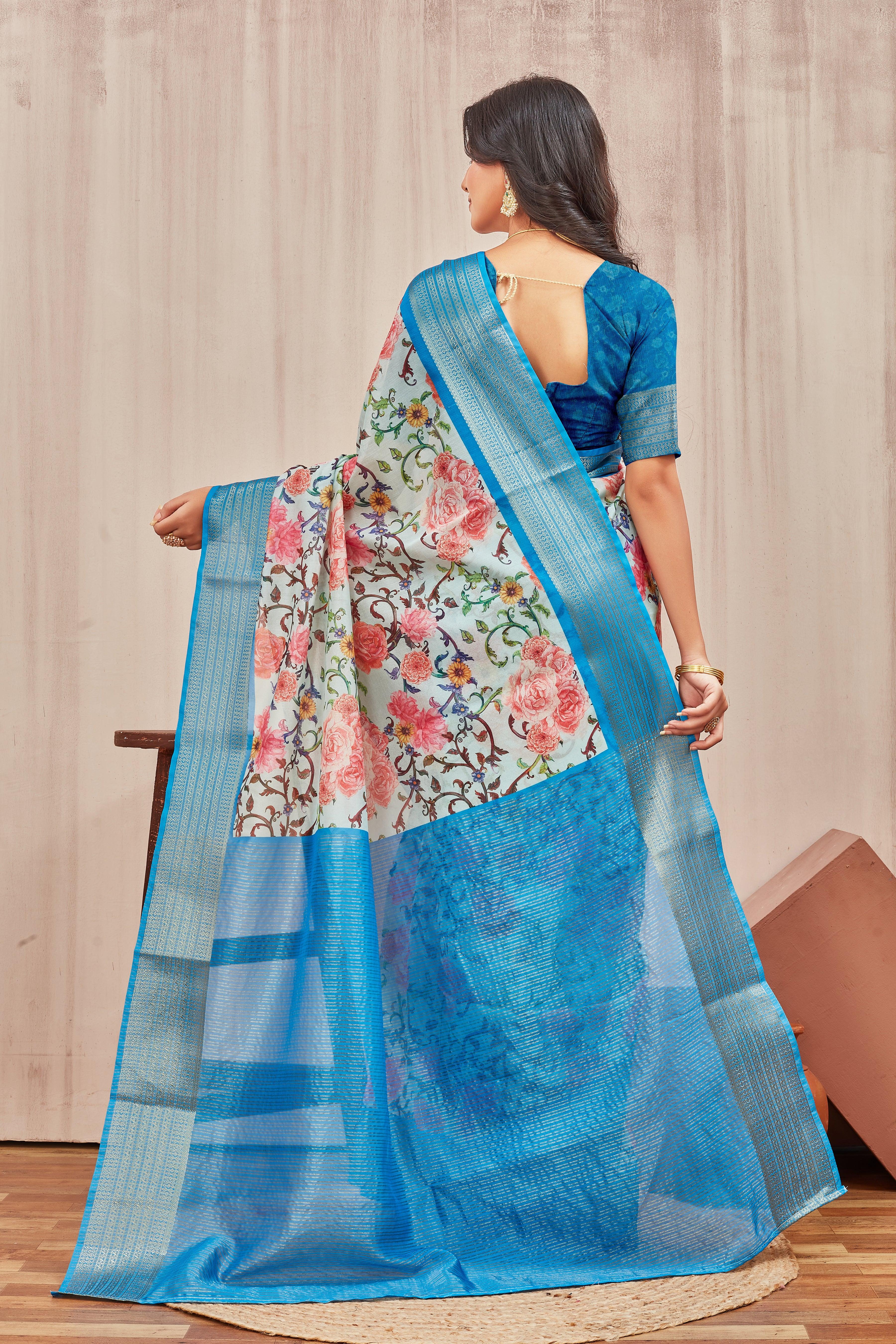 Digital mordern printed soft silk sarees