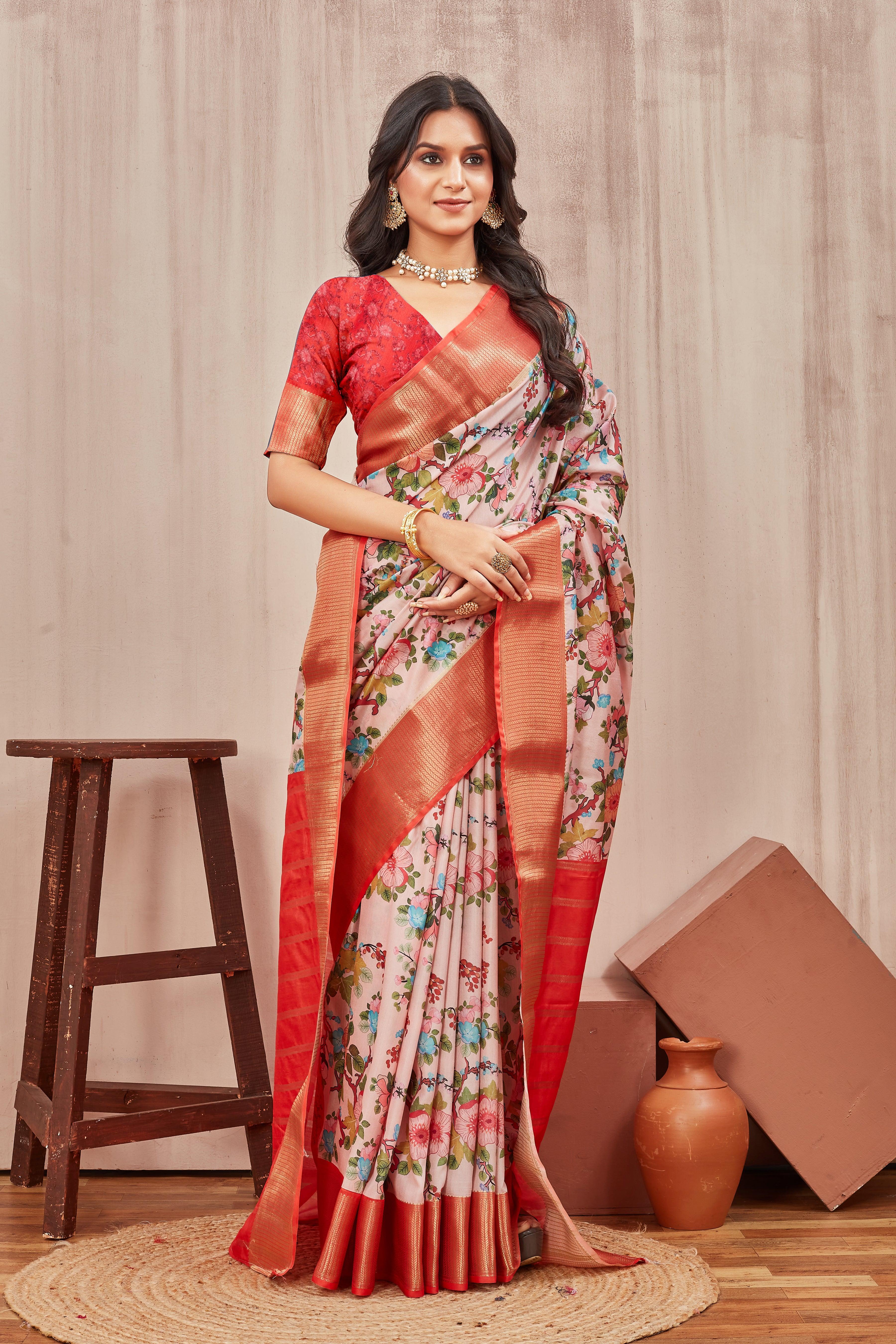 Digital mordern printed soft silk sarees