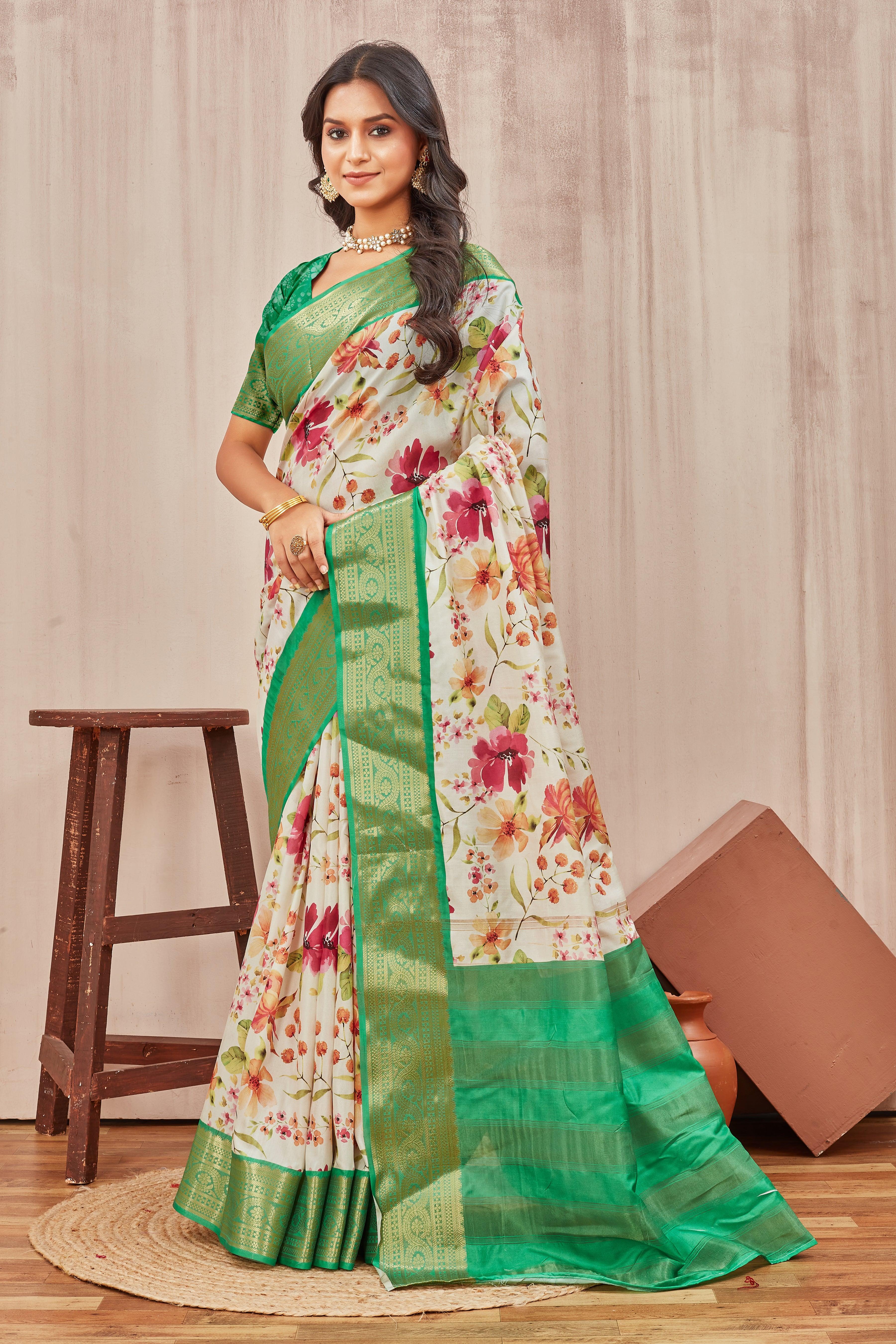 Digital mordern printed soft silk sarees