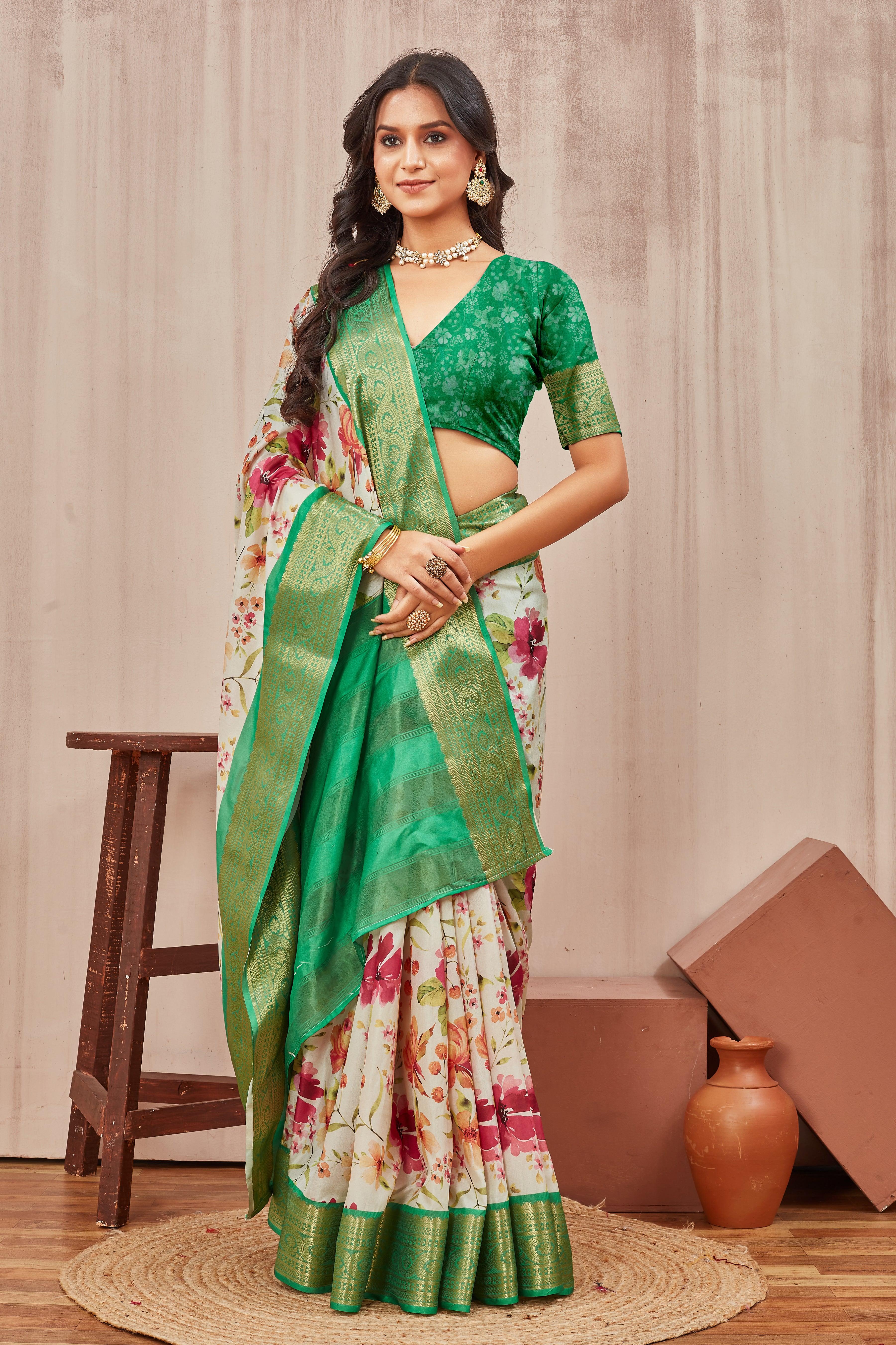 Digital mordern printed soft silk sarees