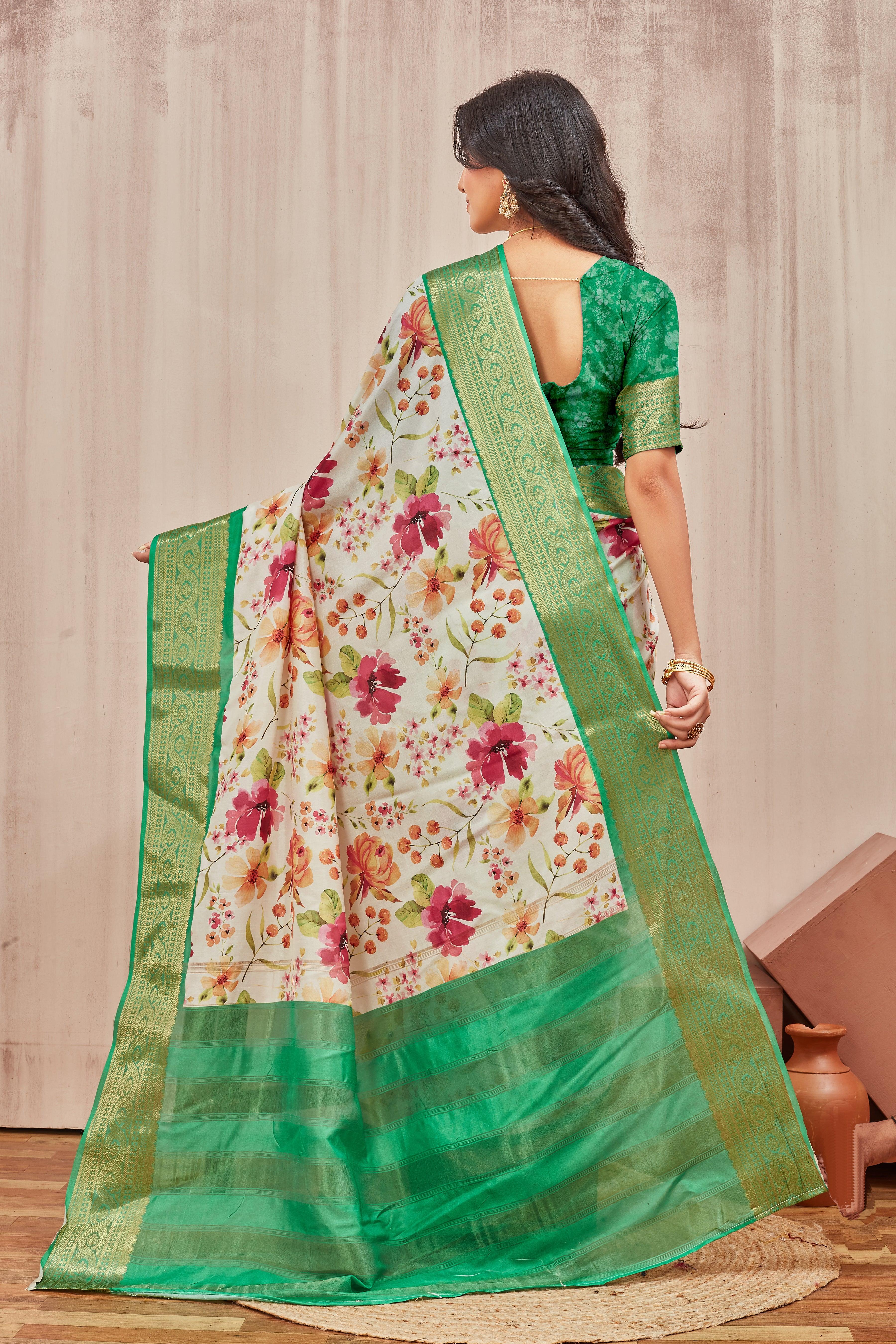 Digital mordern printed soft silk sarees