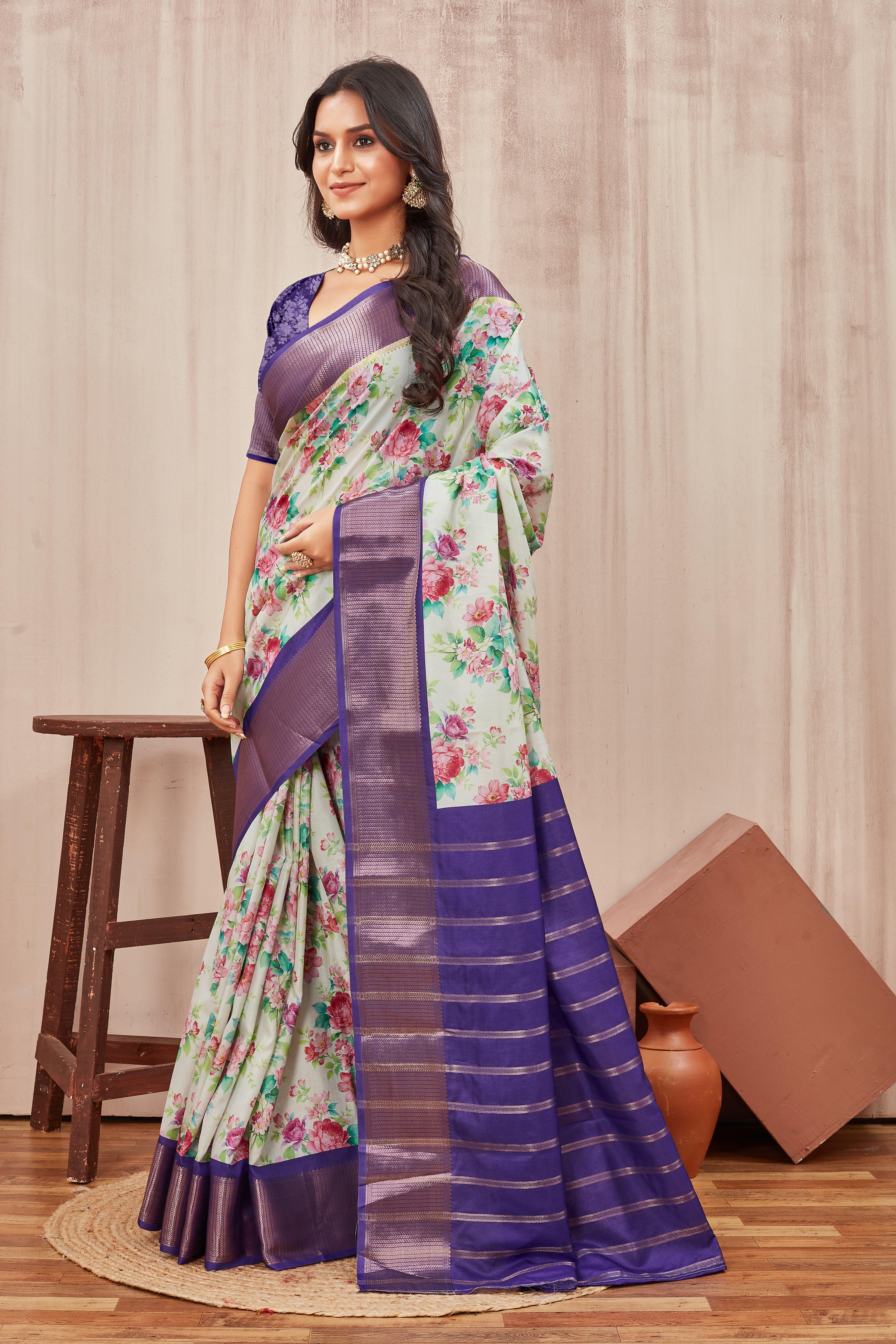 Digital modern printed soft silk sarees
