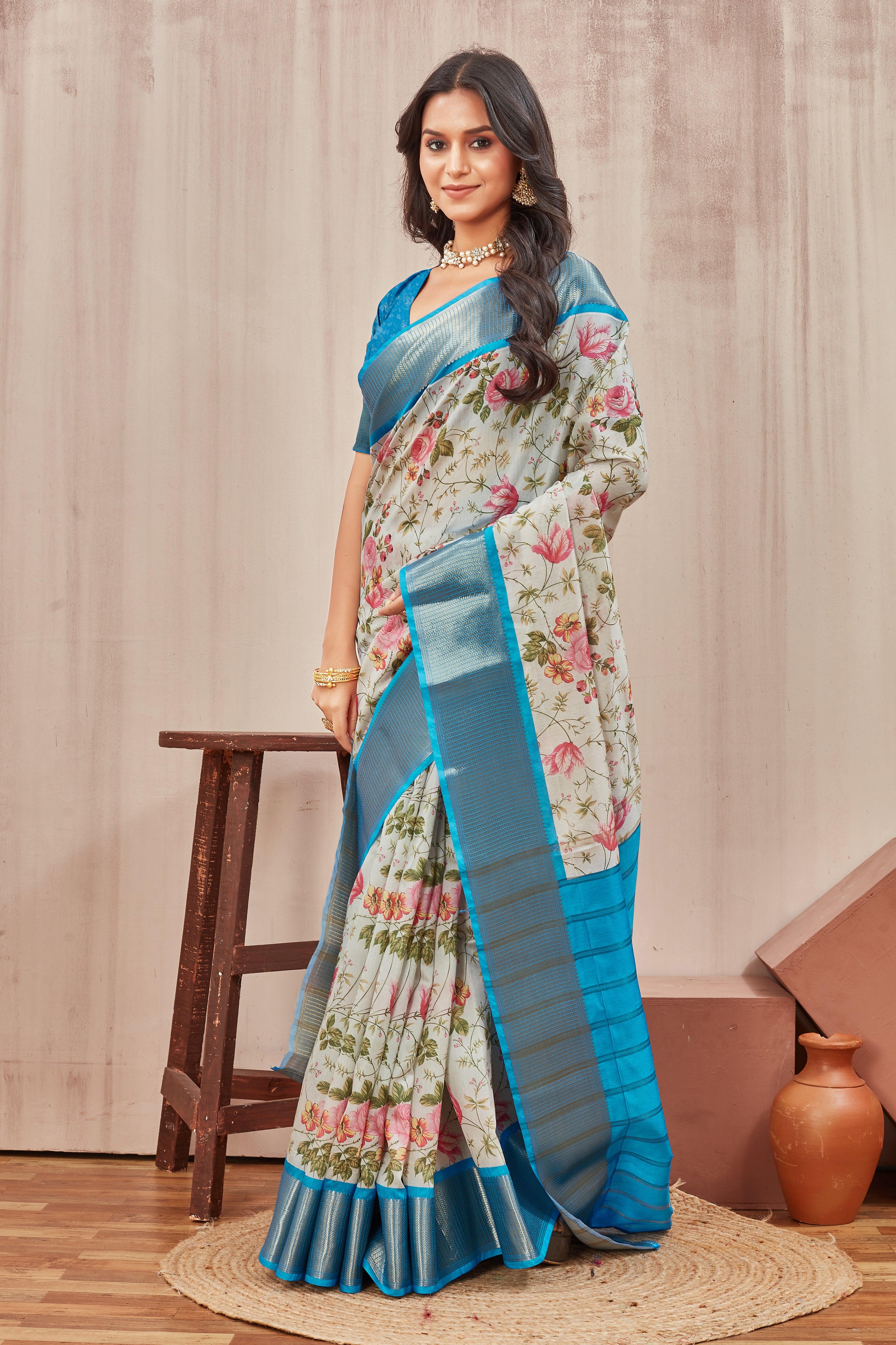 Digital modern printed soft silk sarees