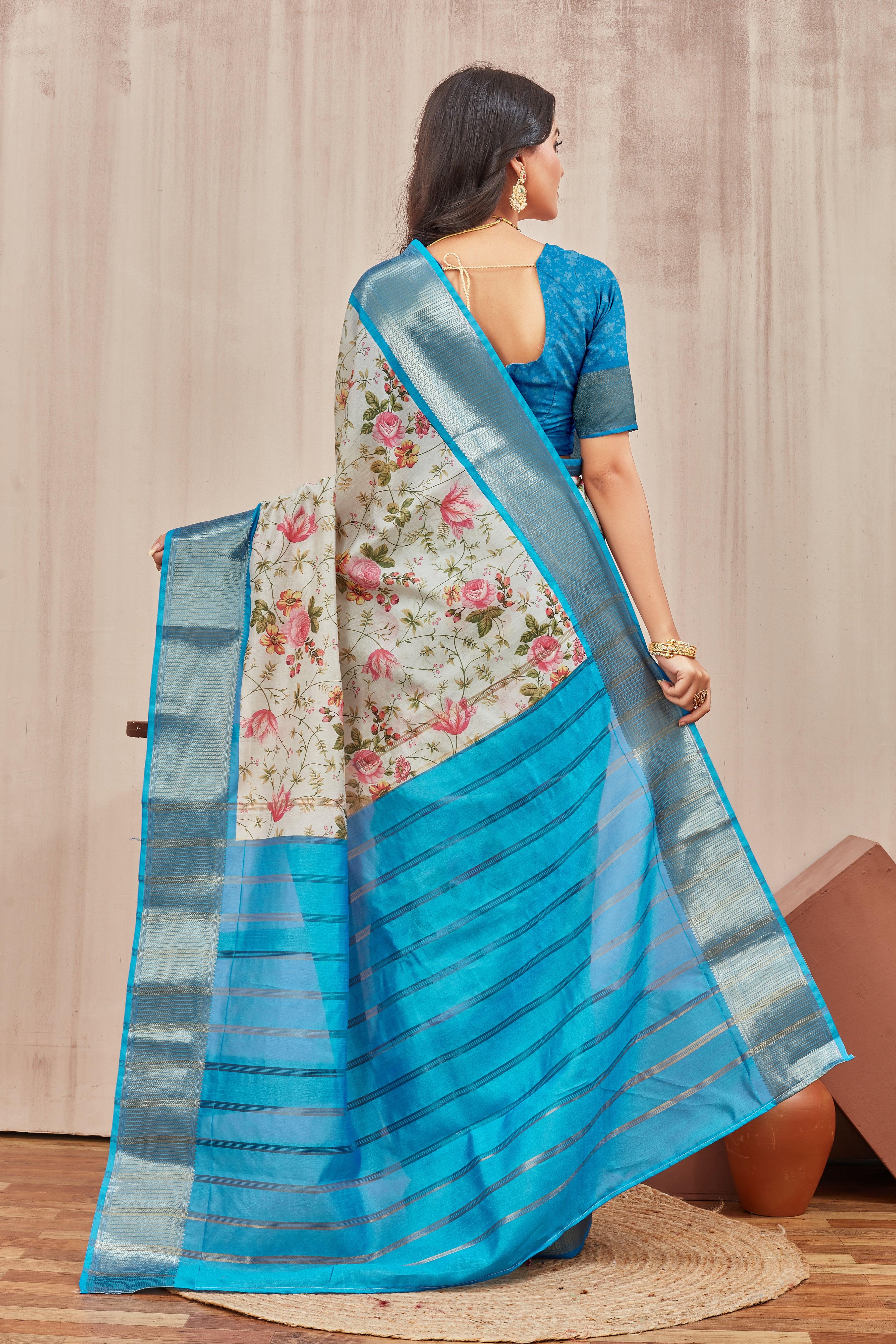 Digital modern printed soft silk sarees