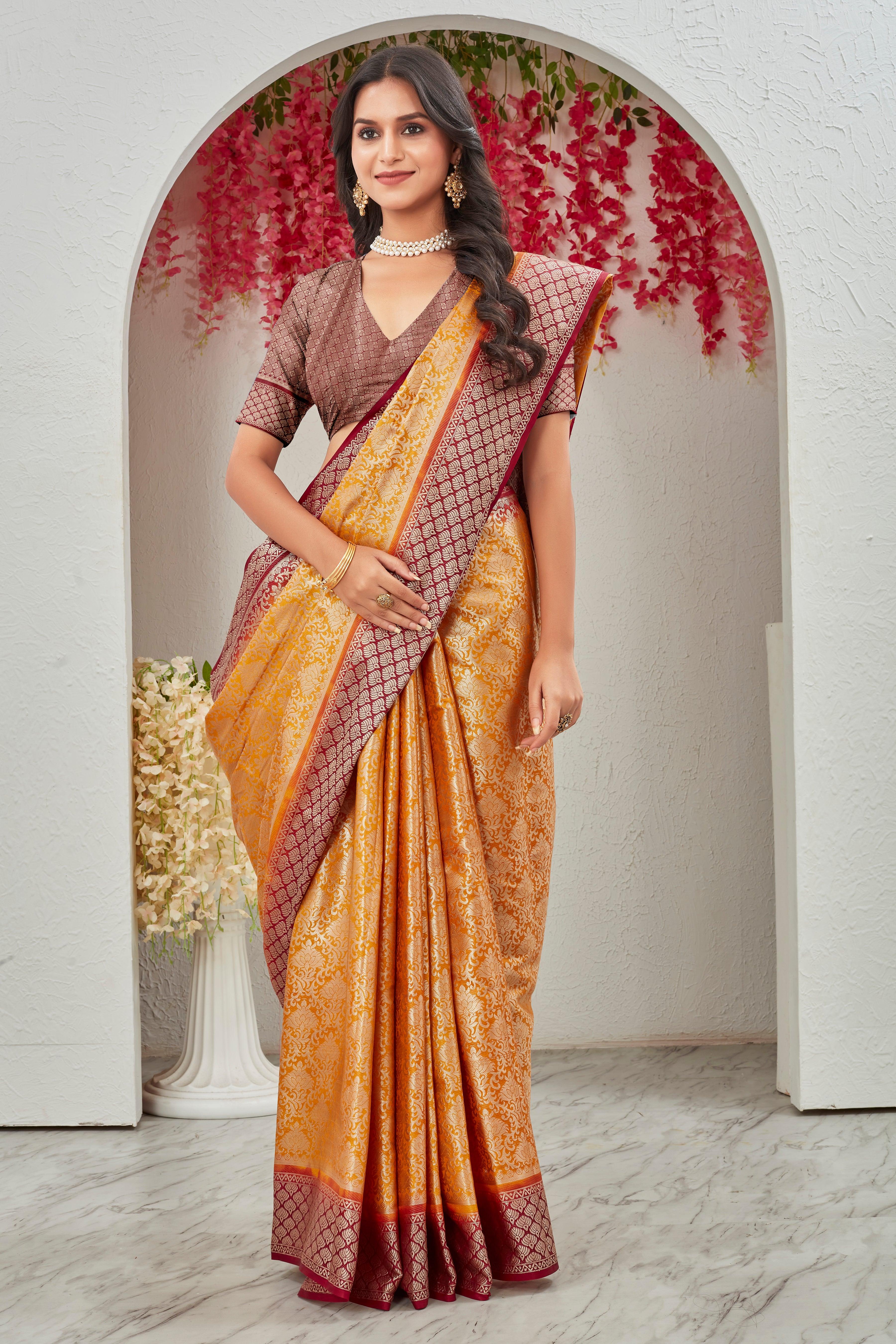 Ethereal Threads: Handwoven Brocade Mysore Silk