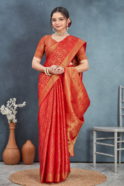 Brocade Elegance: Pure Mysore Silk Sarees in red