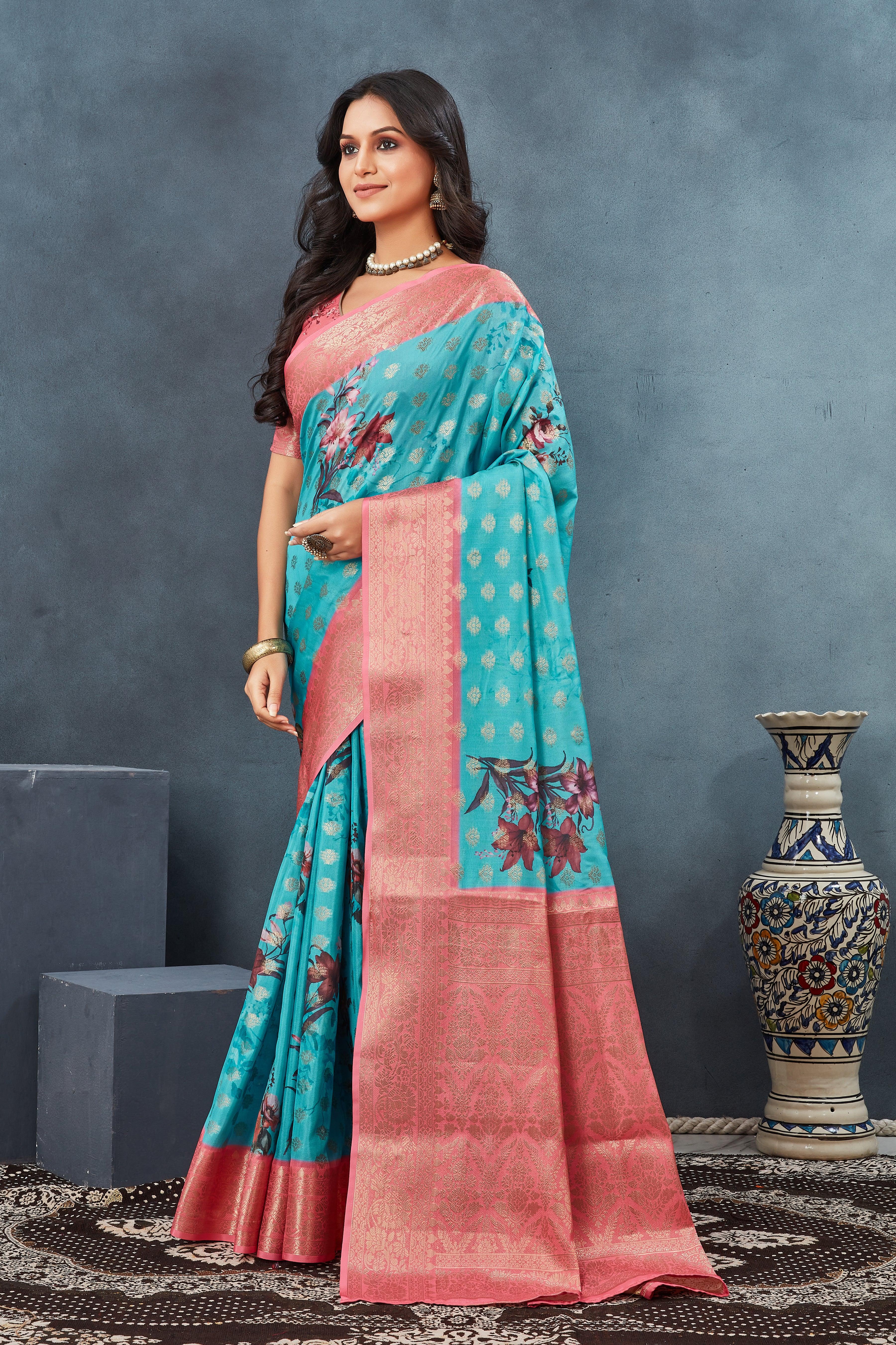 Digital mordern printed soft silk sarees