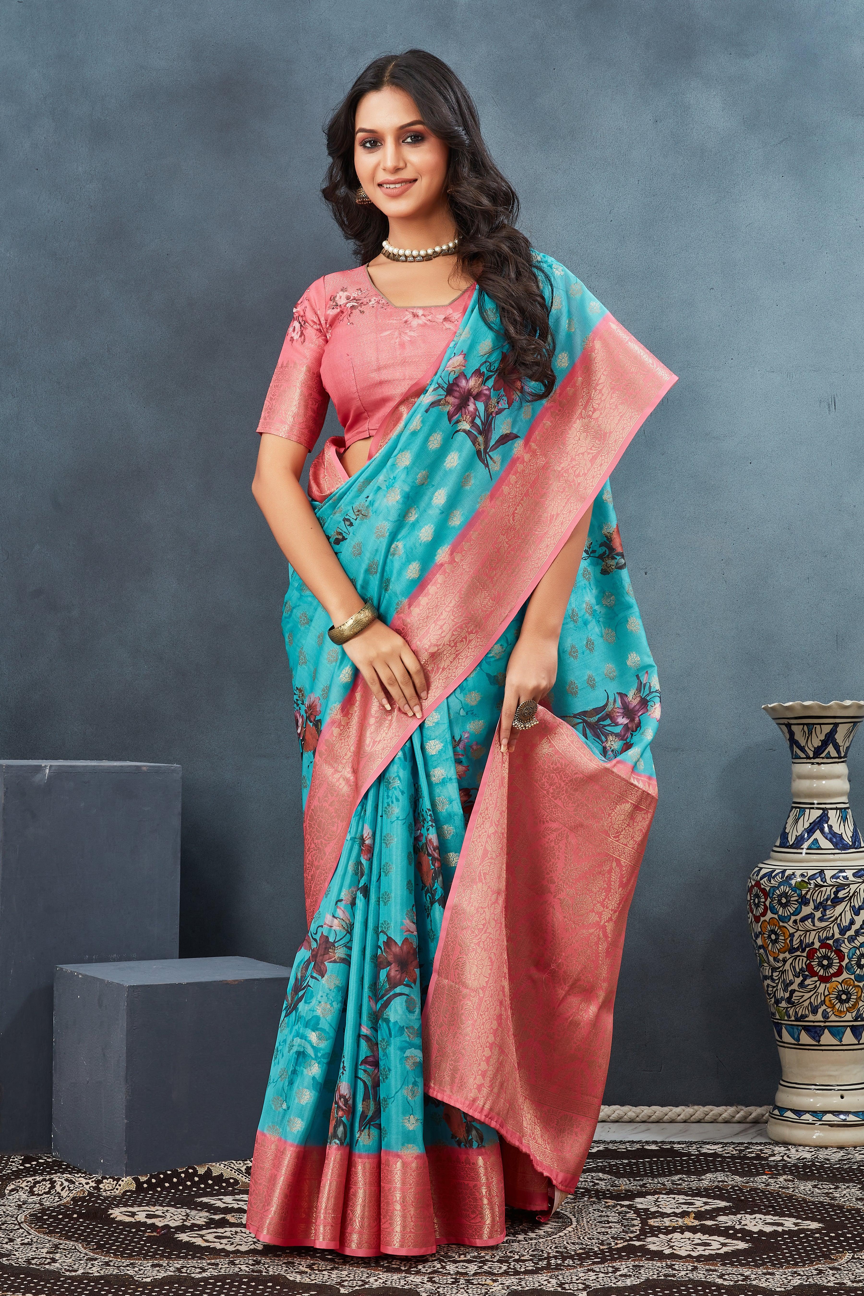 Digital mordern printed soft silk sarees