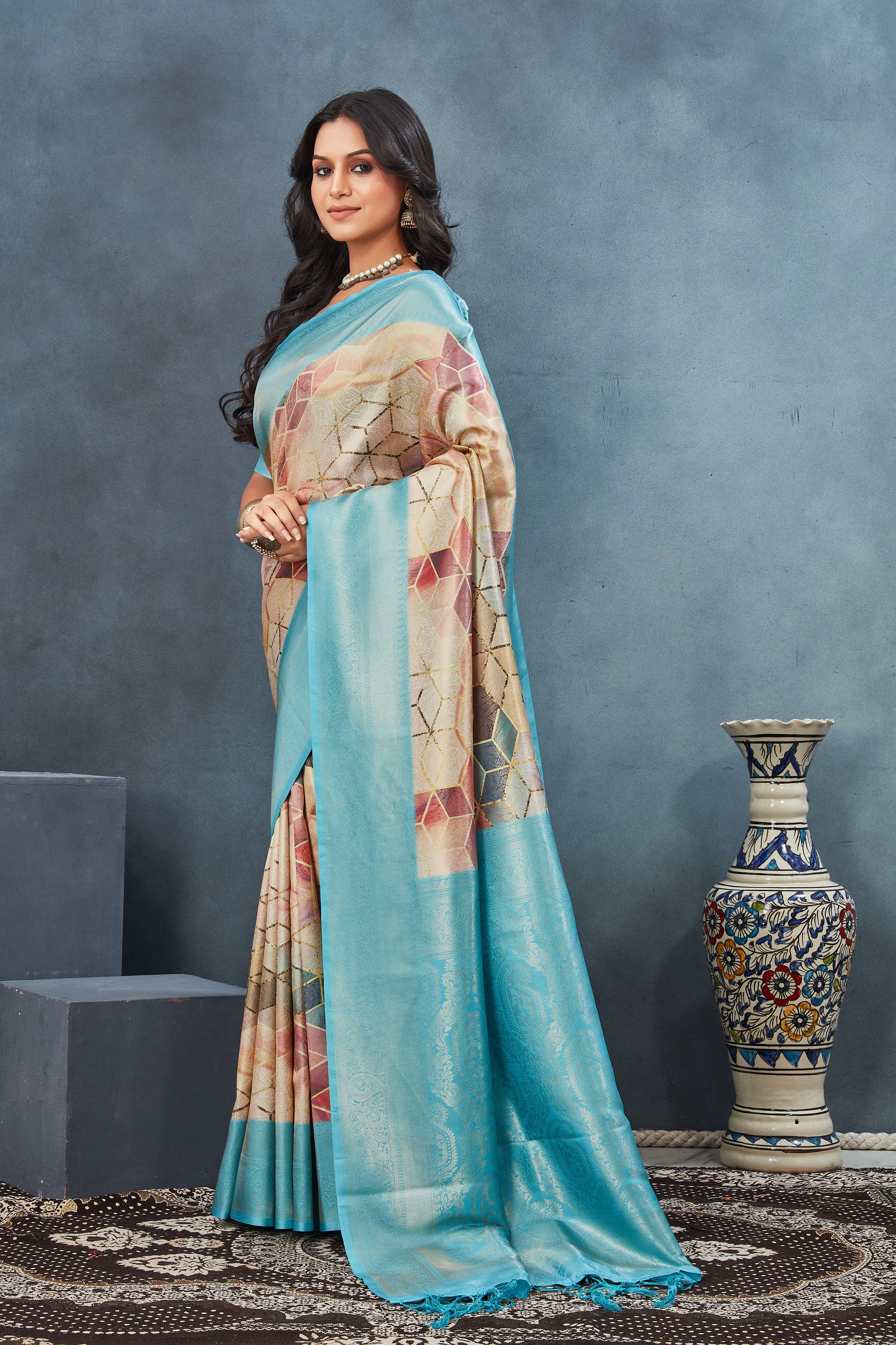Digital mordern printed soft silk sarees