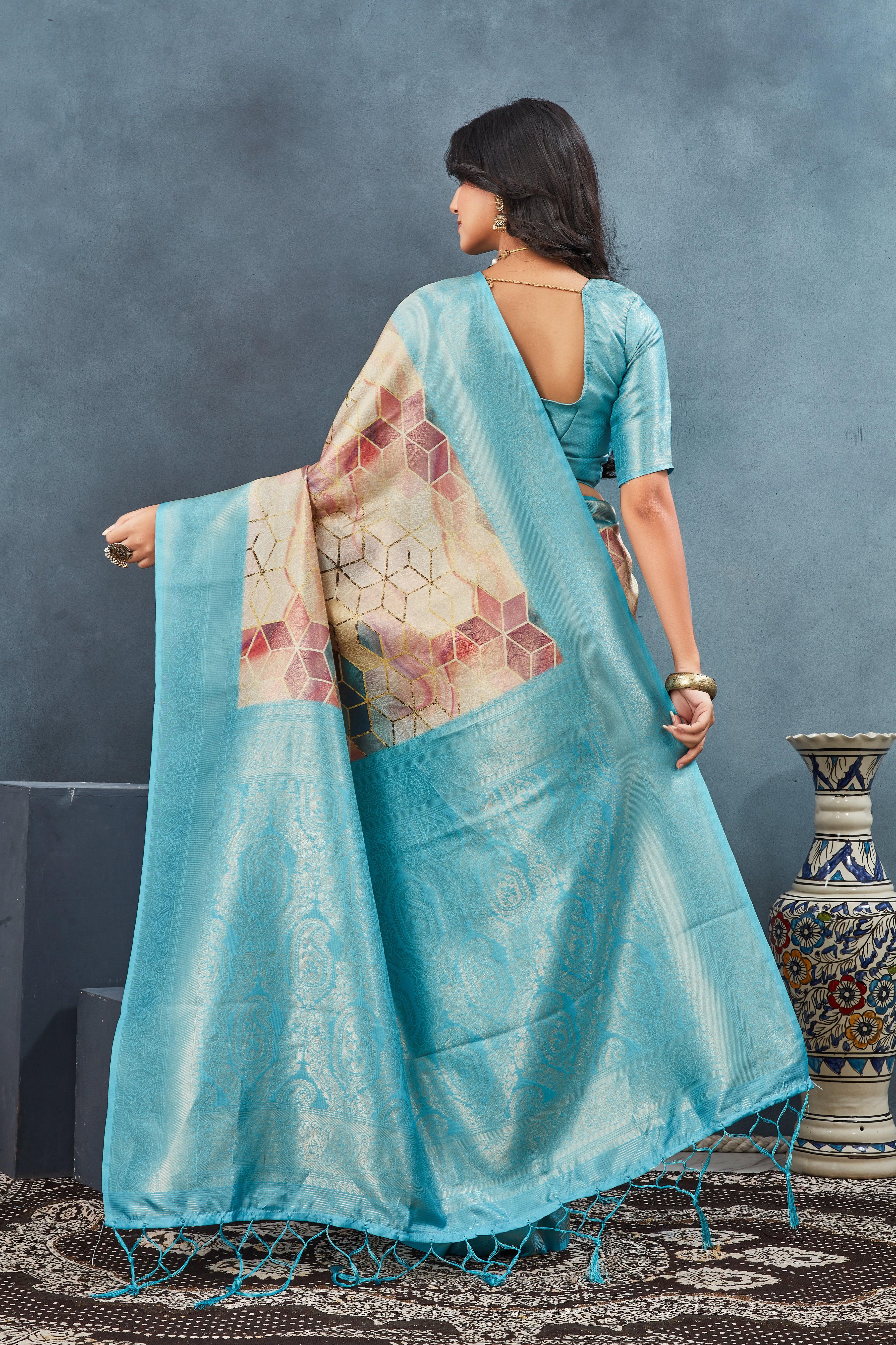 Digital mordern printed soft silk sarees