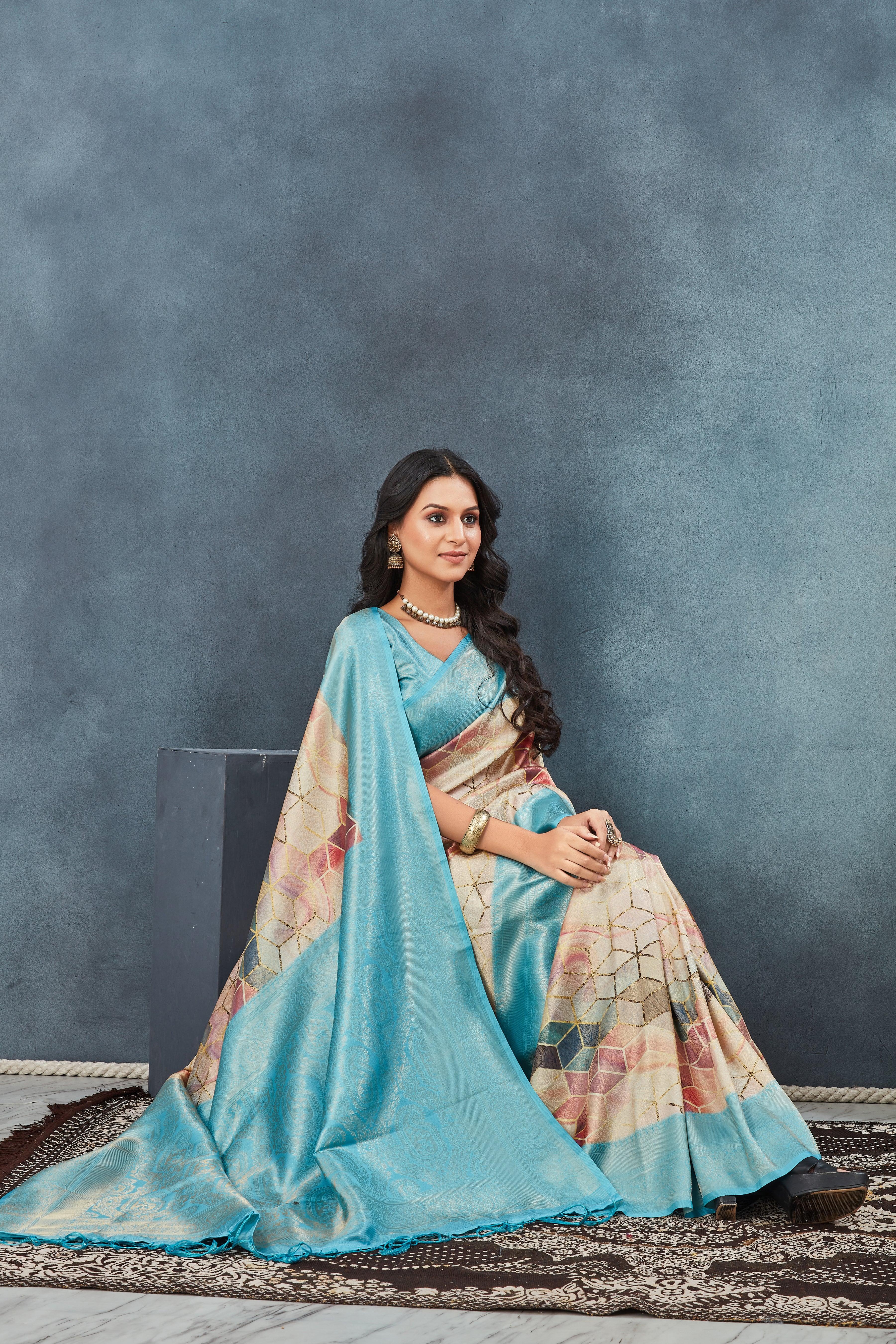 Digital mordern printed soft silk sarees