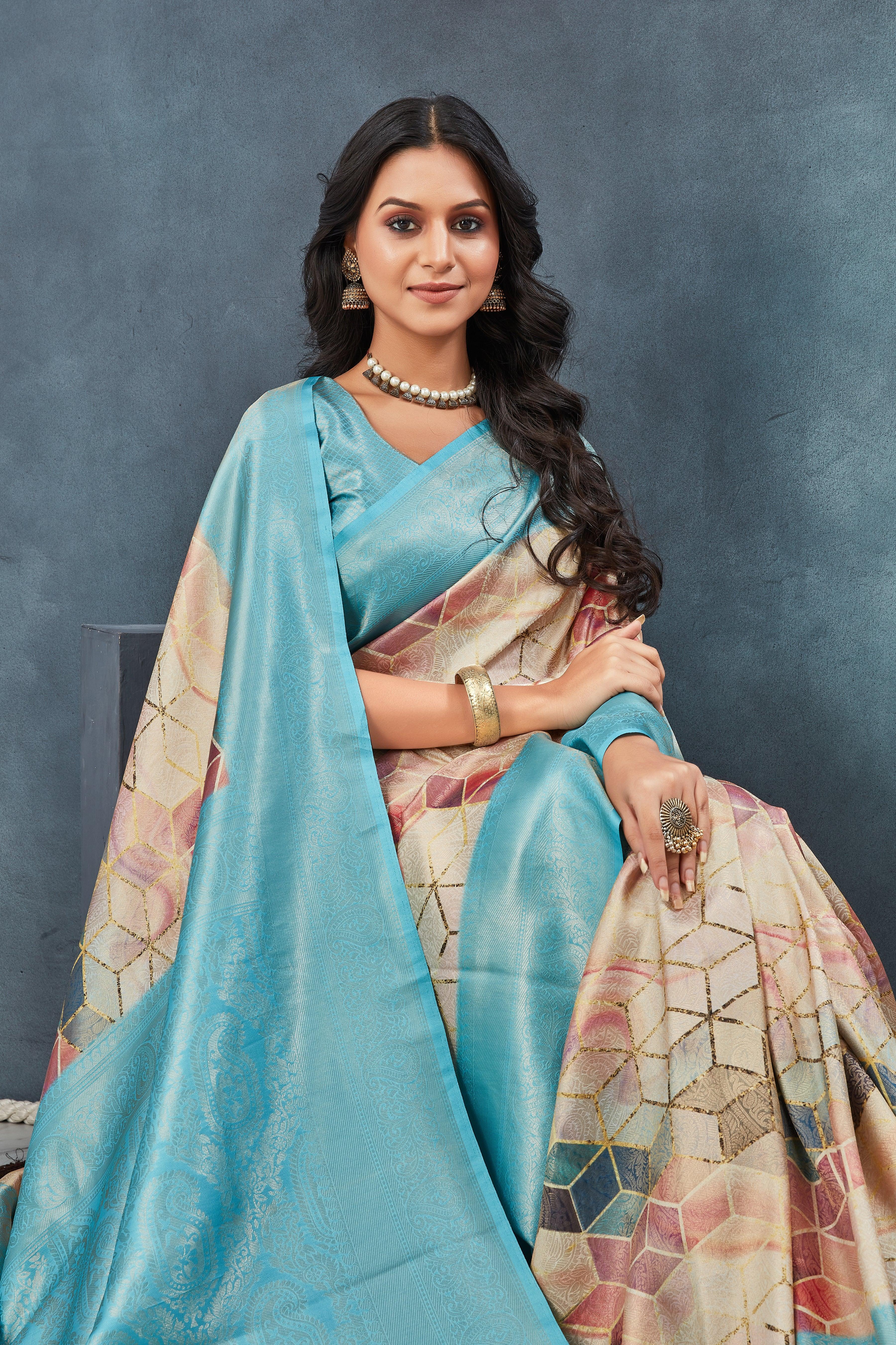 Digital mordern printed soft silk sarees