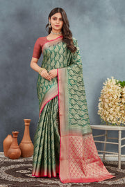 Pure Brocade Mysore Silk sarees in Green