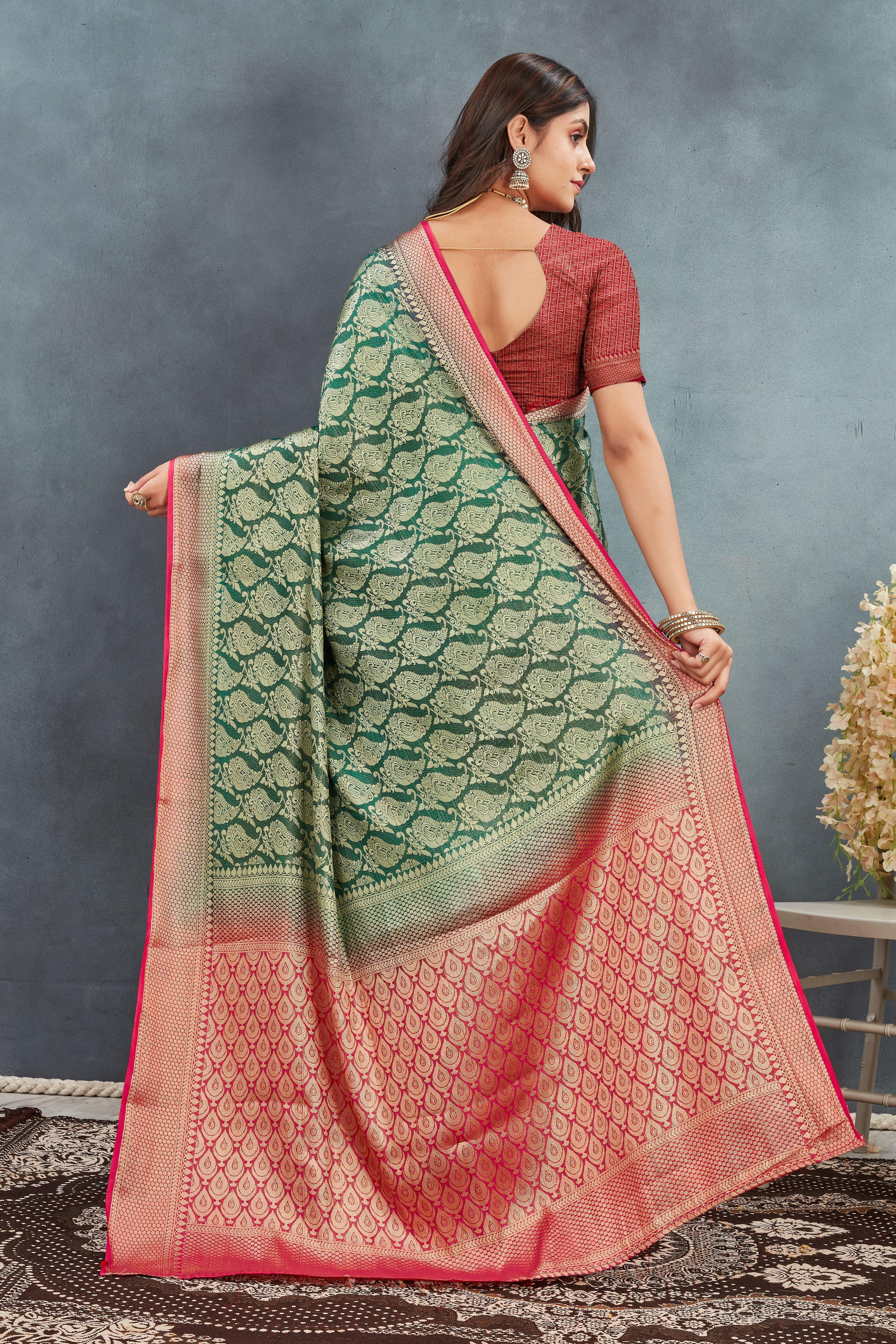 Pure Brocade Mysore Silk sarees in Green