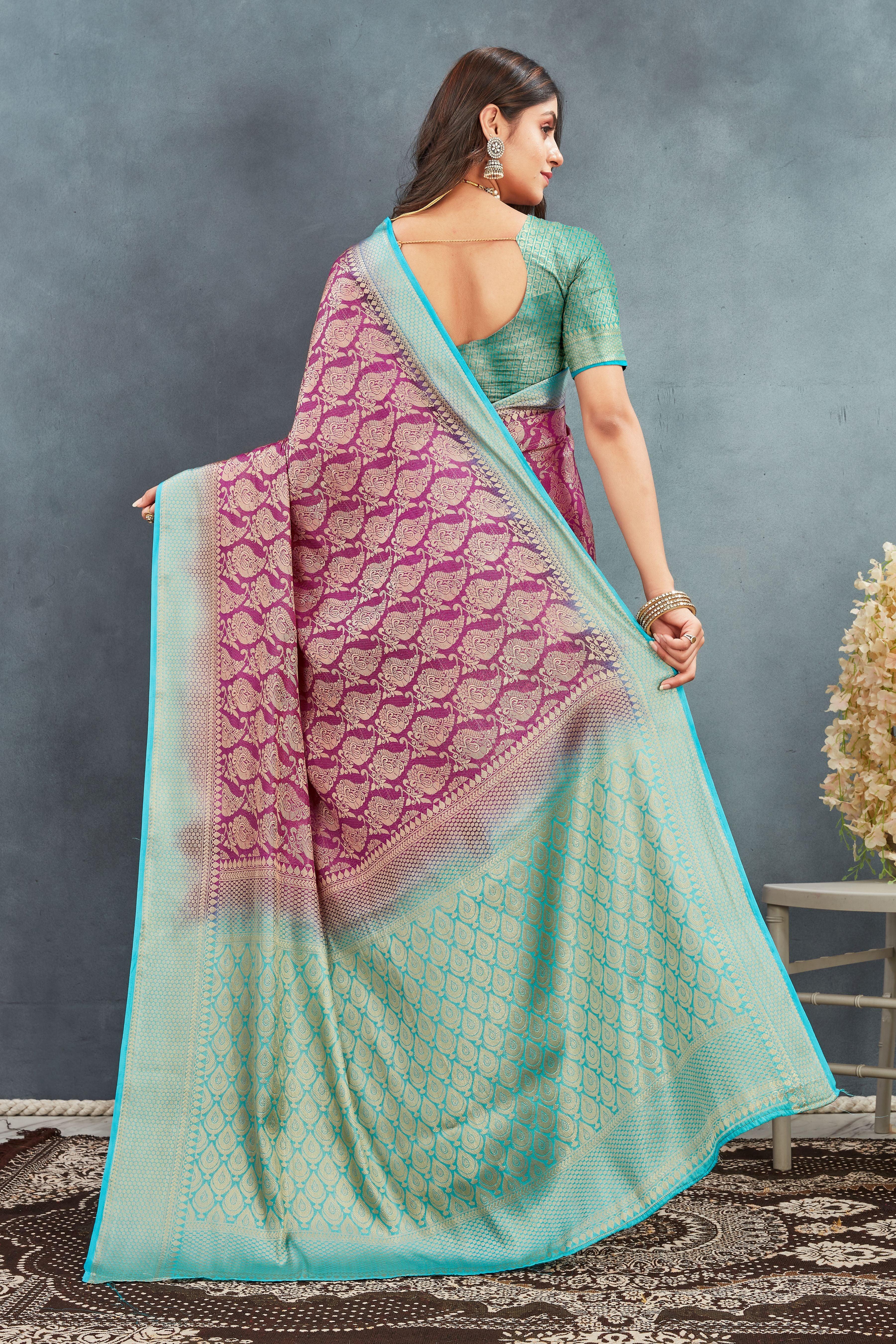 Pure Brocade Mysore Silk sarees in wine