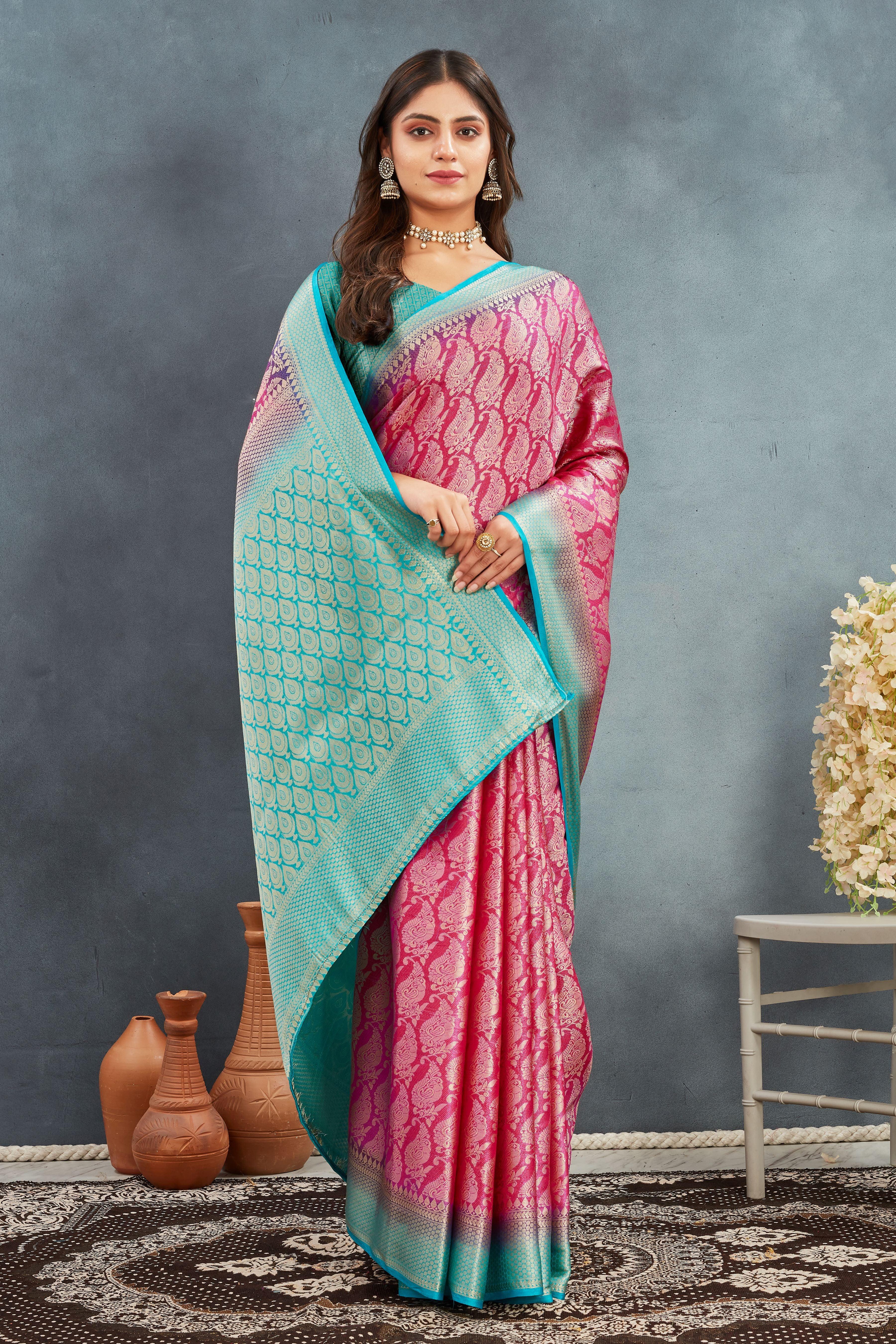 Pure Brocade Mysore Silk sarees in Magenta