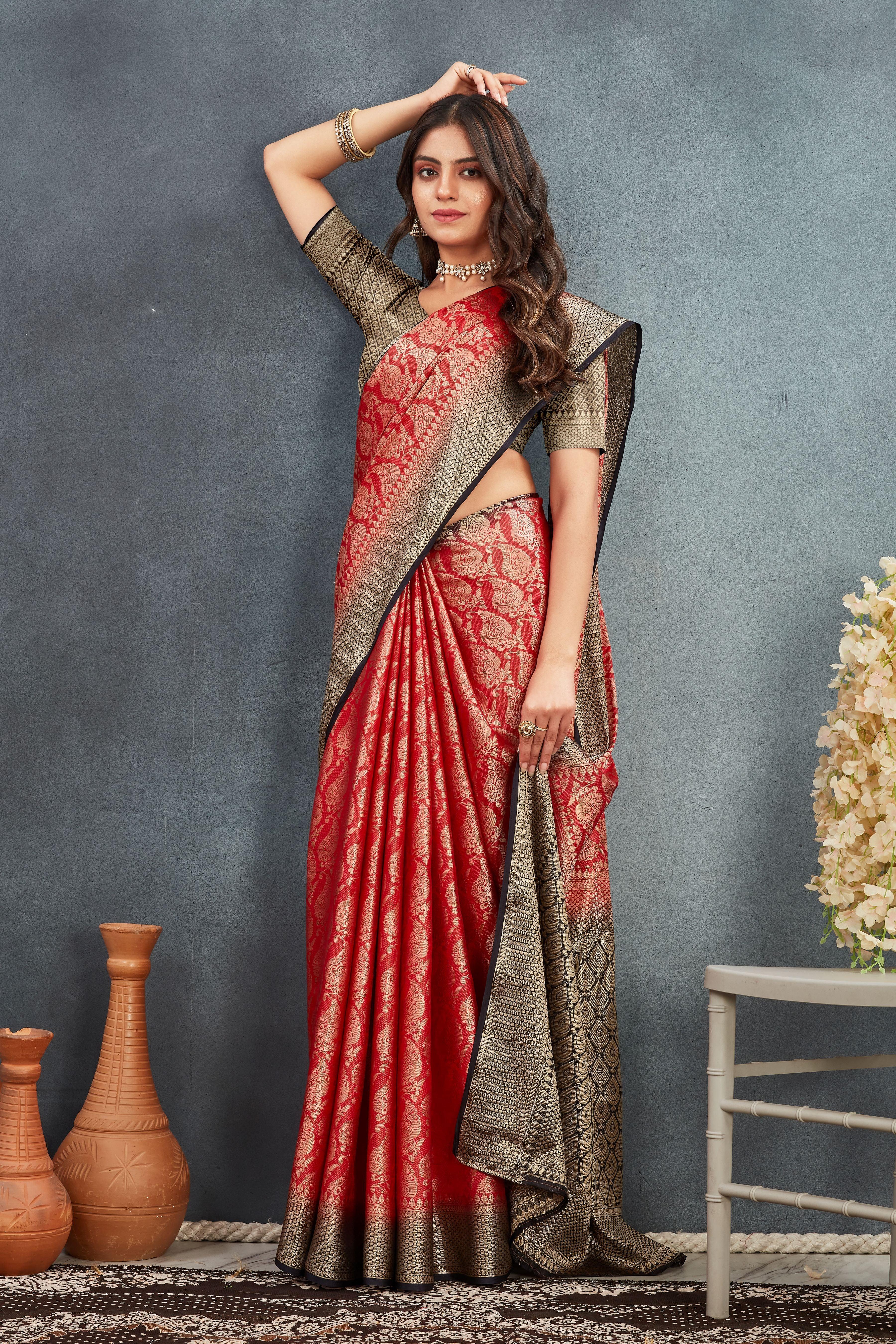 Pure Brocade Mysore Silk sarees in Red