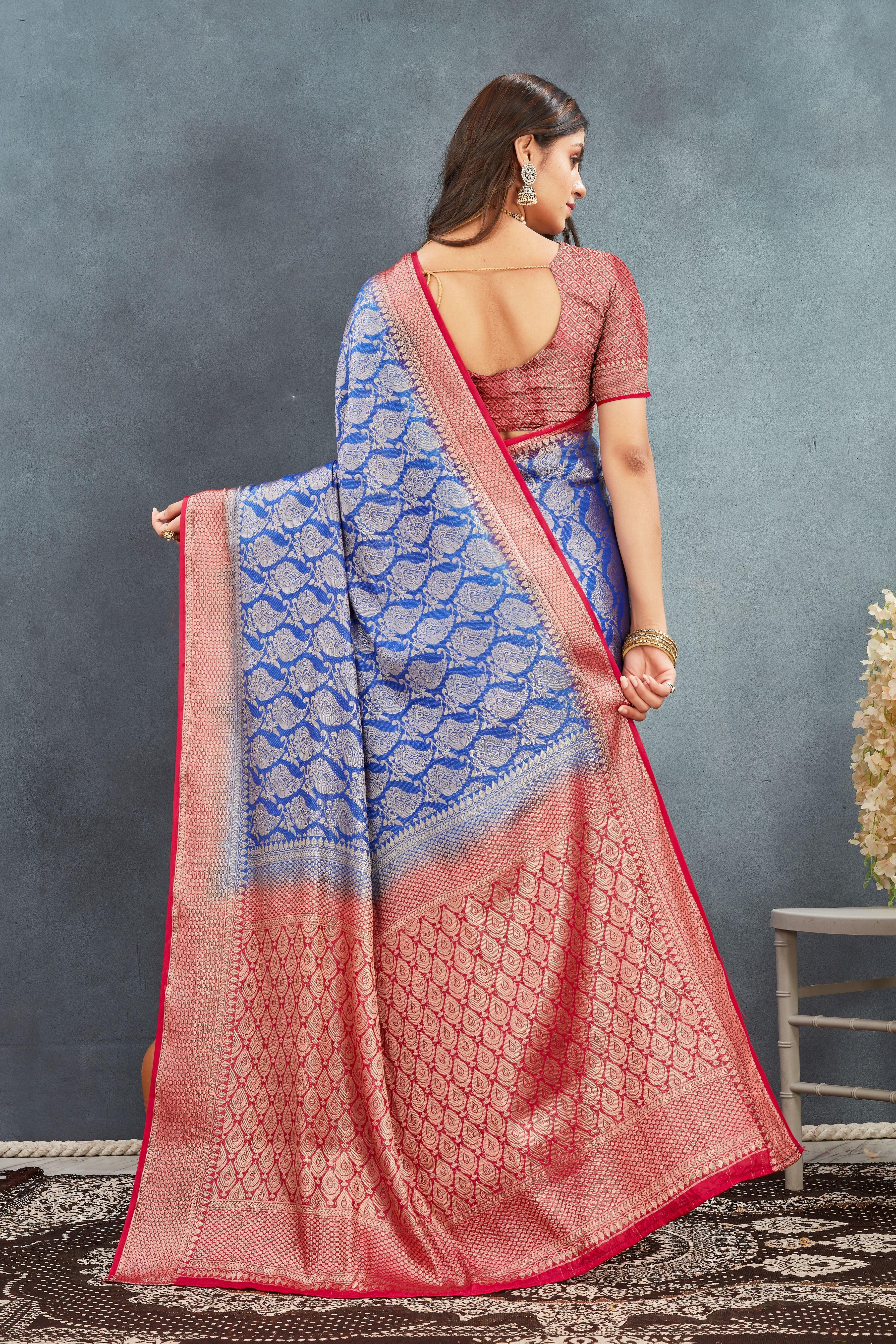 Pure Brocade Mysore Silk sarees in Royal Blue