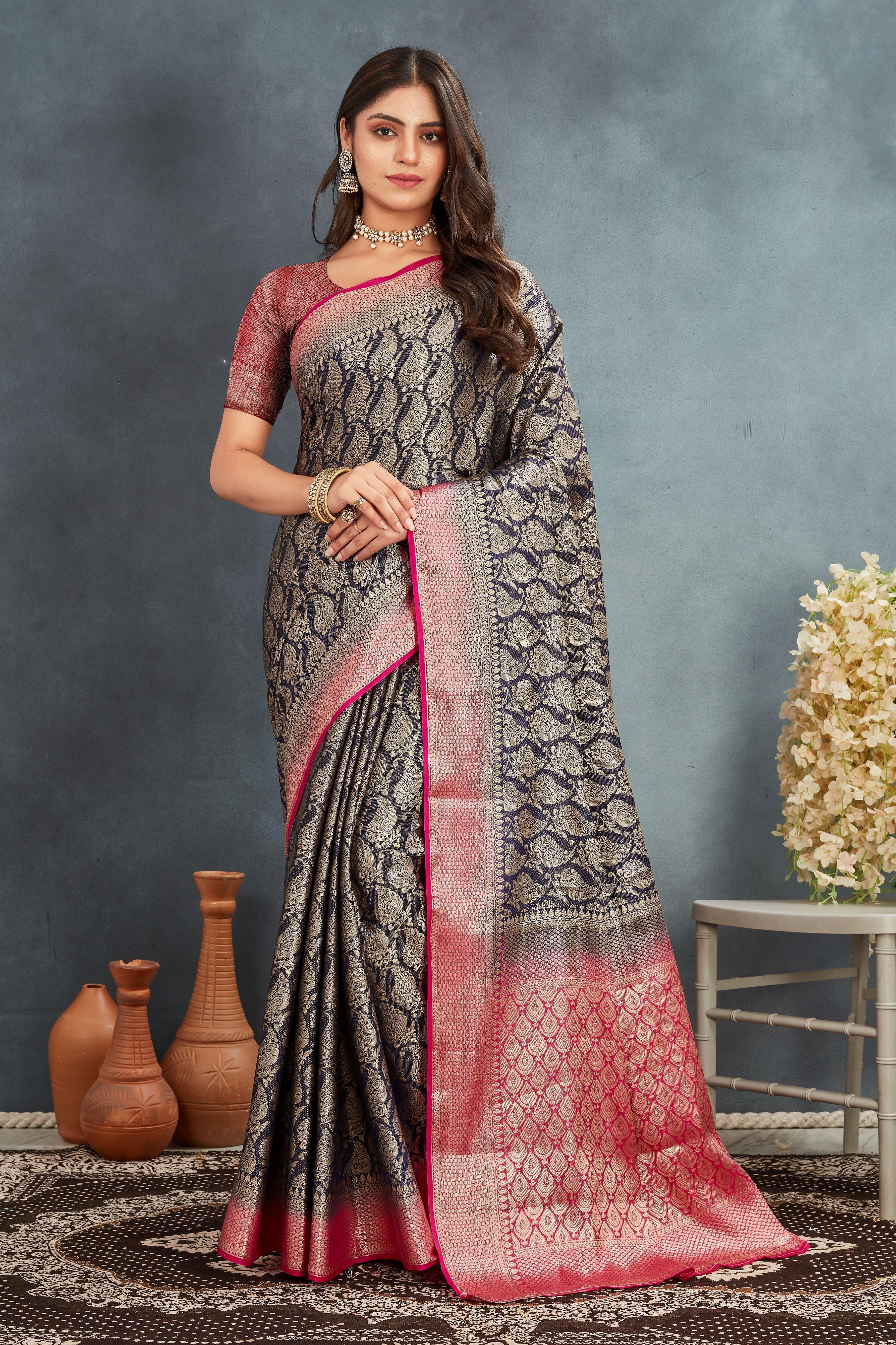 Pure Brocade Mysore Silk sarees in Black