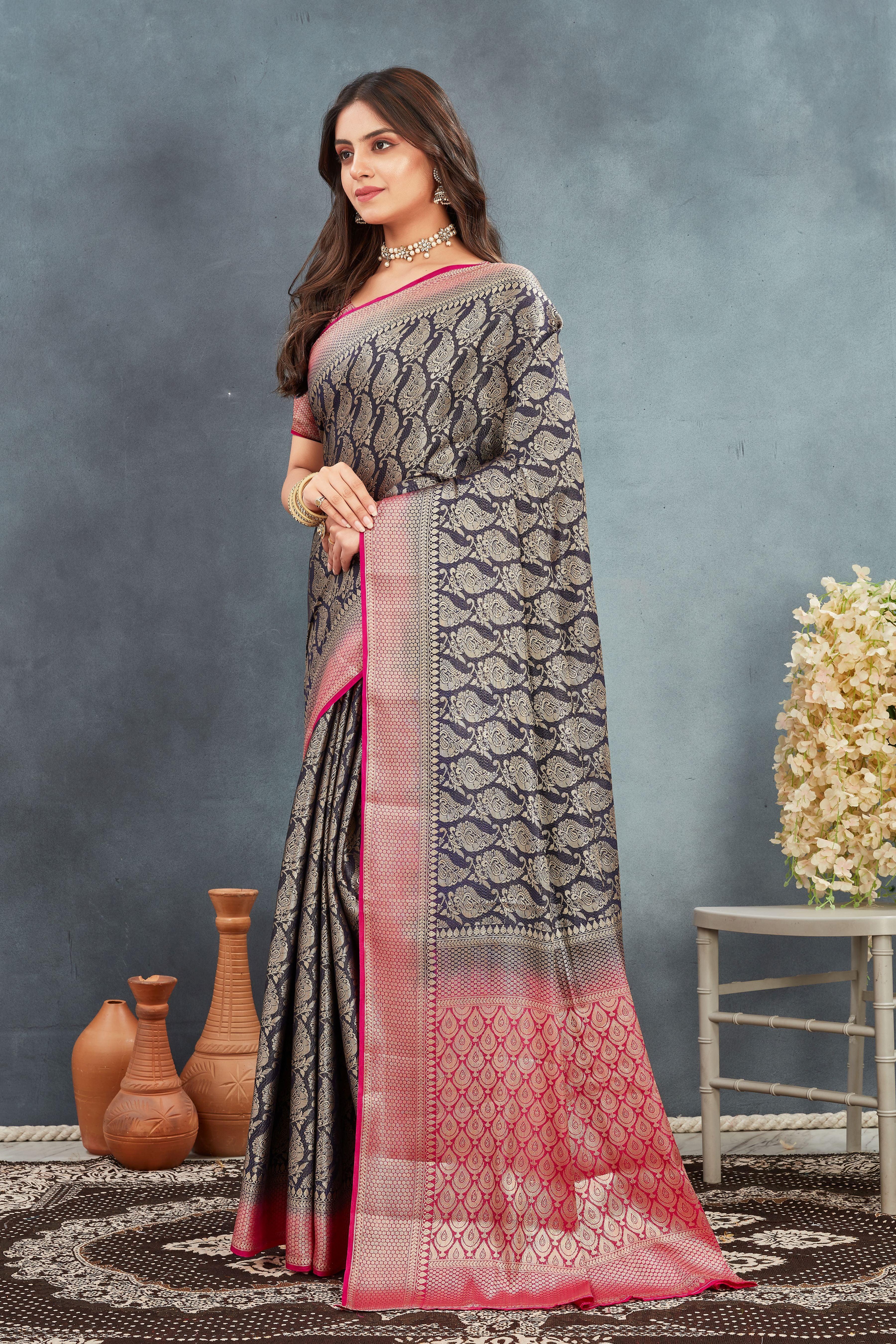 Pure Brocade Mysore Silk sarees in Black