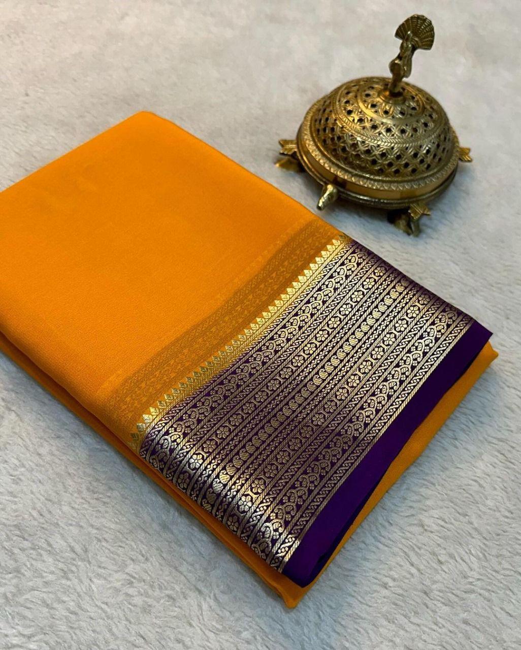 Traditional Mysore Crepe Soft Silk Sarees β Handcrafted Perfection