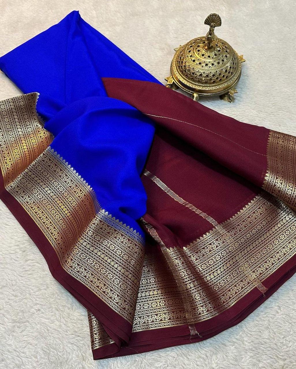 Traditional Mysore Crepe Soft Silk Sarees β Handcrafted Perfection