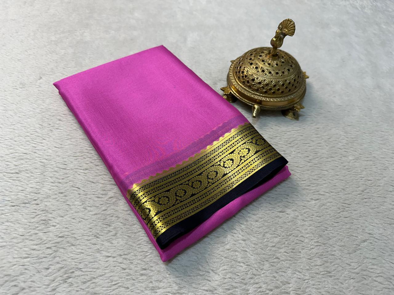 Sophisticated Glam: Mysore Silk Saree with Bold Zari Contrasts