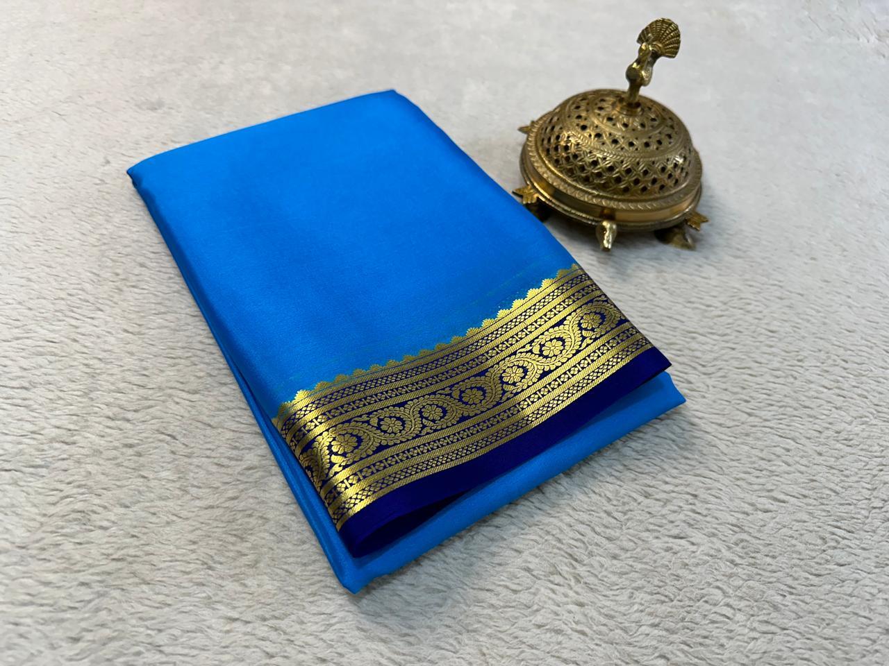 Tradition Meets Style: Mysore Silk Saree with Exquisite Zari Borders