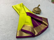 Radiant Allure: Pure Mysore Silk Saree with Captivating Zari Borders