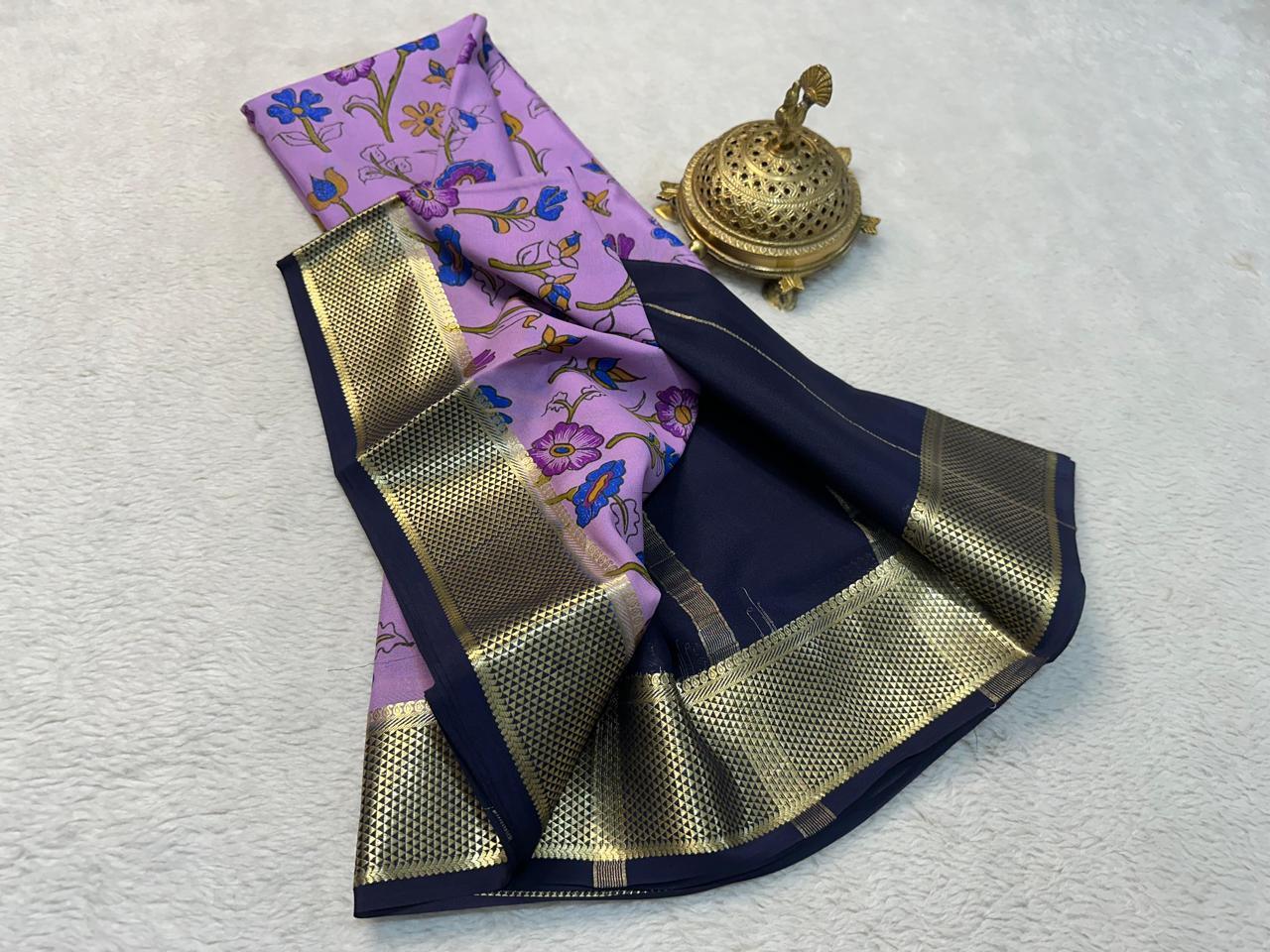 Modern Printed Mysore Crepe Silk with Classic Kanchi Border