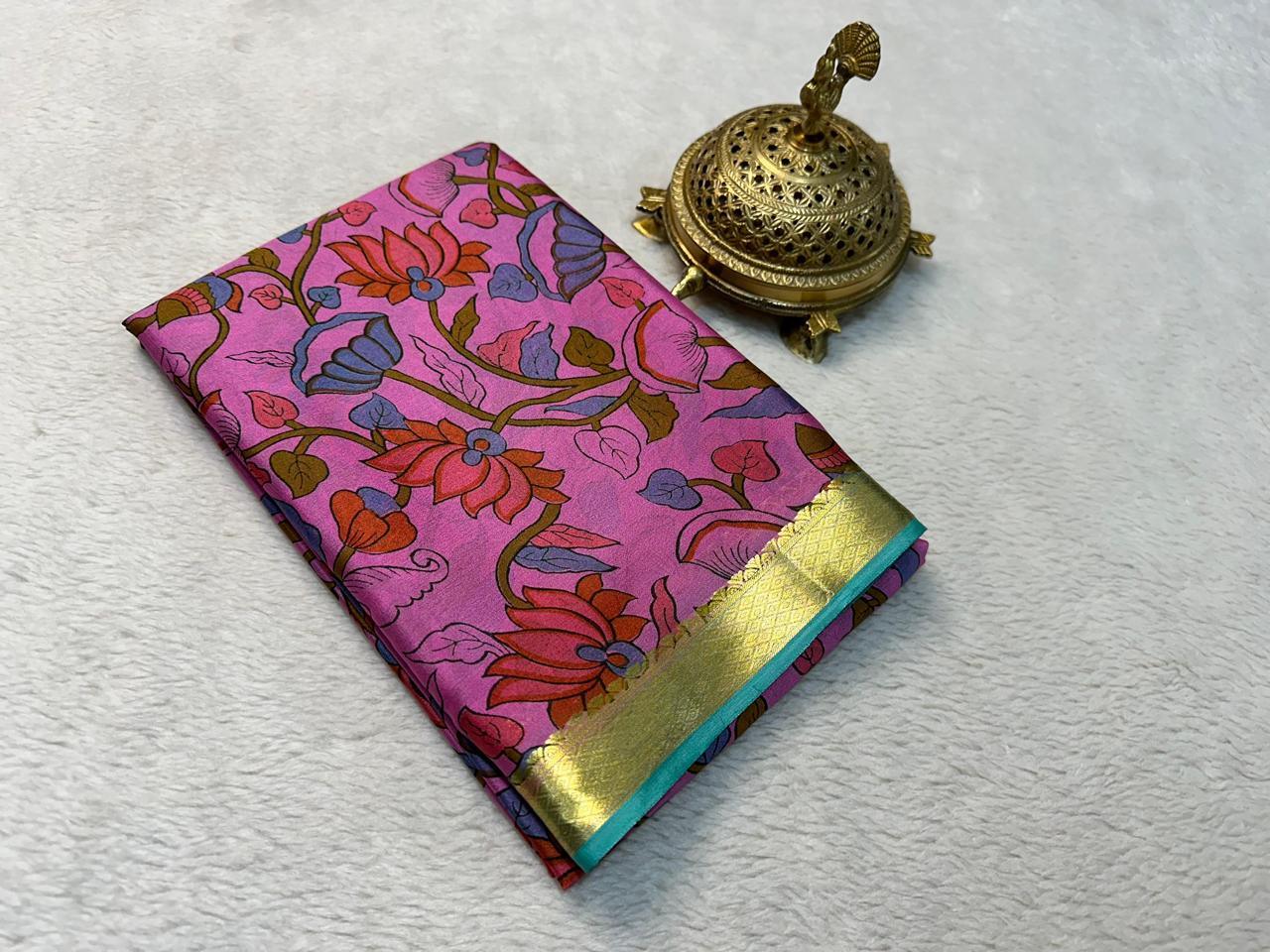 Attractive Modern Printed Mysore Crepe Silk with Blouse