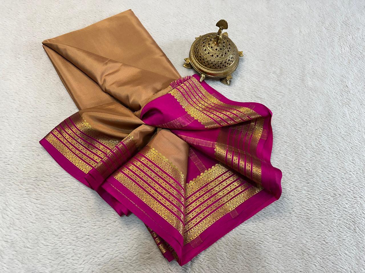 Golden Radiance: Pure Banarasi Saree with Ornamental Weave
