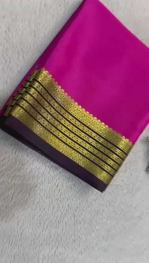 Load video: Elegant Whispers: Soft Silk Saree with Minimalistic Zari Accents