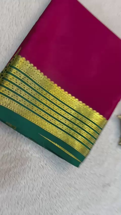 Load video: Majestic Threads: Kanjivaram Silk Saree with Rich Temple Motifs