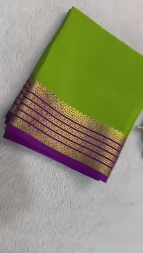 Load video: Regal Allure: Chanderi Silk Saree with Intricate Gold Embellishments
