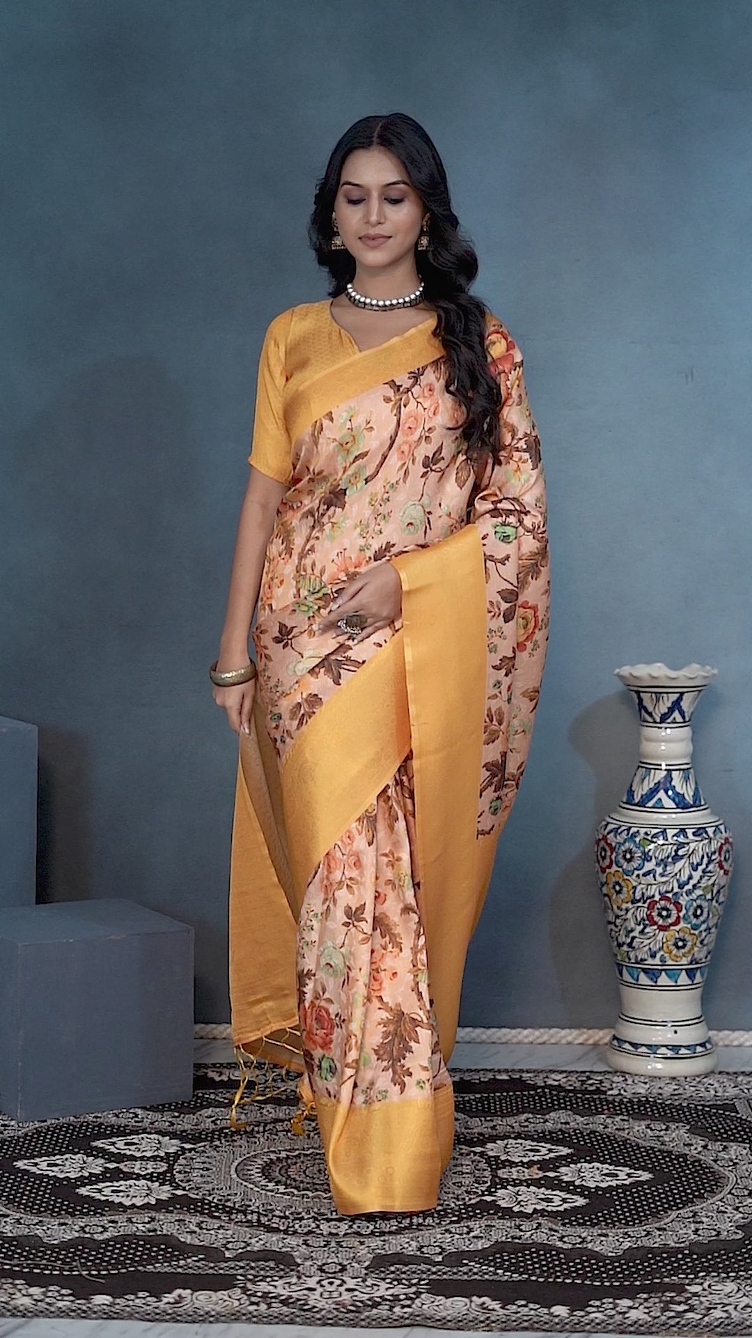 Load video: Digital mordern printed soft silk sarees