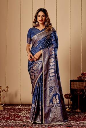 Royal Blue with Antique Gold Zari