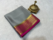 Glistening Grace: Pure Mysore Silk Saree with Shimmering Borders