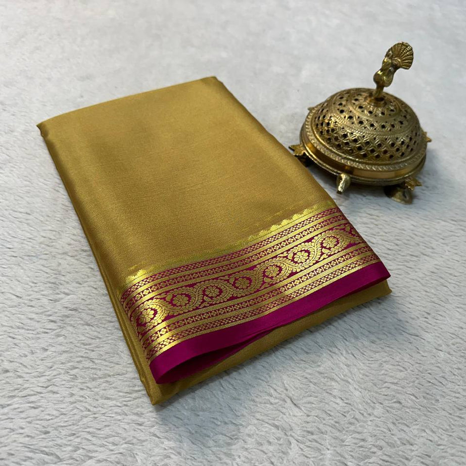 Beautiful Pure Mysore silk sarees in Elegant Traditional border