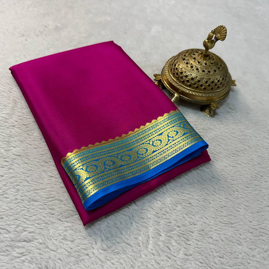 Beautiful Pure Mysore silk sarees in Elegant Traditional border