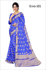 Floral Zari Charm: Mysore Crepe with Golden Vines