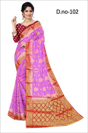 Silk Radiance: Mysore Crepe Adorned with Gold Jaal