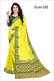 Silk Garden: Mysore Crepe Saree with Floral Jaal