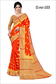 Gilded Essence: Pure Mysore Silk Crepe with Jaal Glow